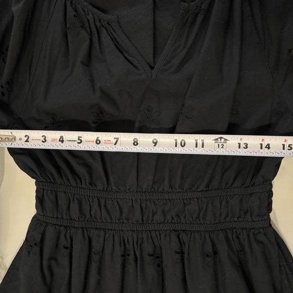 Universal Thread Black Eyelet Dress,Features,gathered waist,three-quartersleeves - Picture 6 of 10